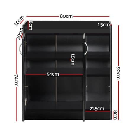 Artiss Shoe Rack Cabinet 21 Pairs Adjustable Shelves Black Clair - Image 2
