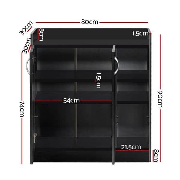 Artiss Shoe Rack Cabinet 21 Pairs Adjustable Shelves Black Clair - Image 2