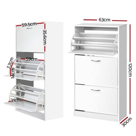 Artiss Shoe Rack Cabinet 36 Pairs Adjustable Shelves Ivy - Image 2