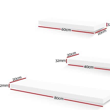 Artiss Floating Wall Shelf Set of 3 White - Image 2
