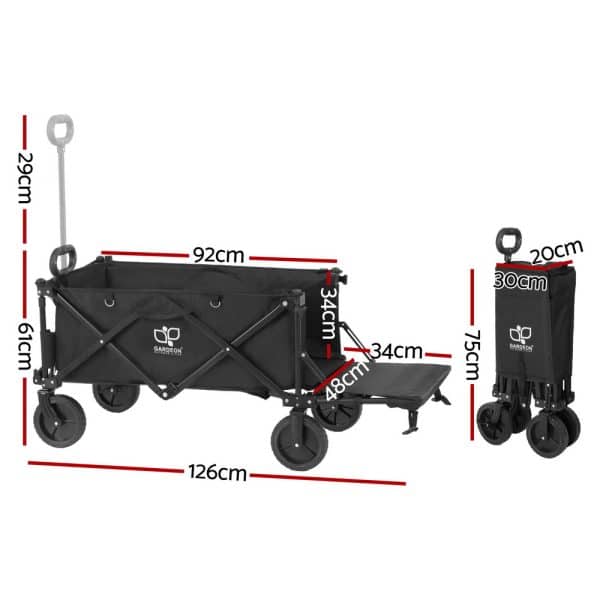 Gardeon Garden Cart with Opening Rear Black - Image 2