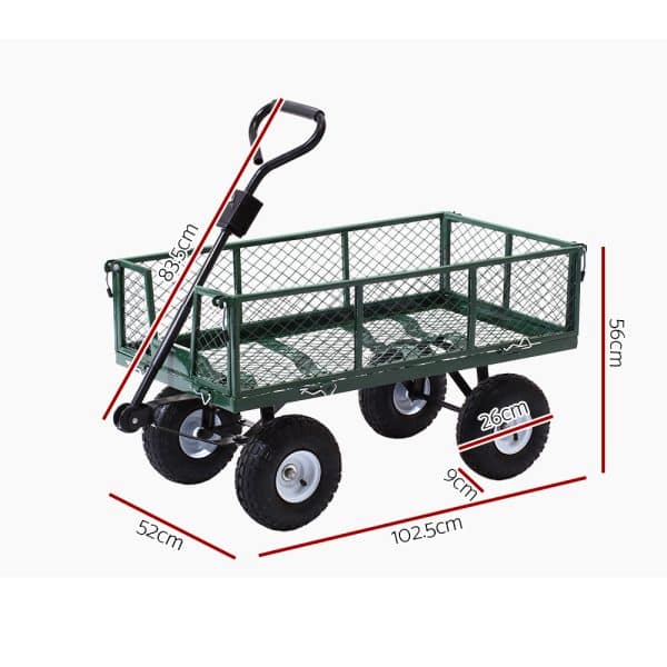 Gardeon Mesh Garden Steel Cart - Green - Image 2
