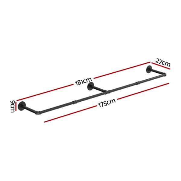 Artiss Clothes Rack Airer Floating Shelf Metal - Image 2