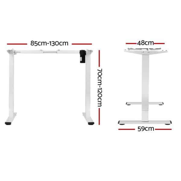 Artiss Electric Standing Desk Frame Only Height Adjustable 70KG Load White - Image 2