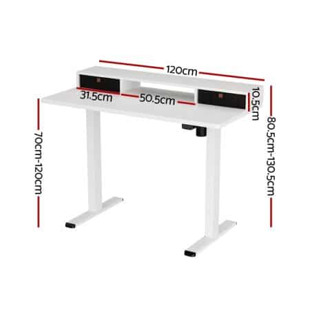 Artiss Electric Standing Desk with Storage Shelf Drawer Office Table 120CM - Image 2
