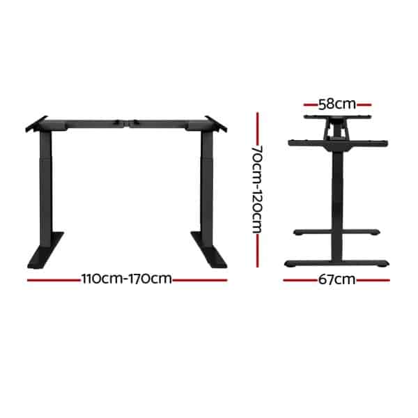 Artiss Standing Desk Frame Only Dual Motor Motorised Black - Image 2