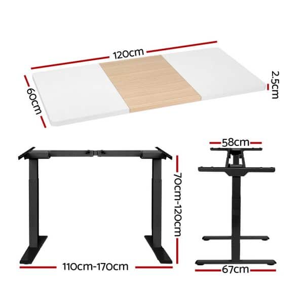 Artiss Standing Desk Motorised Electric Dual Motor 120CM - Image 2