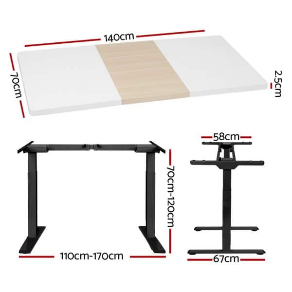 Artiss Standing Desk Motorised Electric Dual Motor 140cm - Image 2