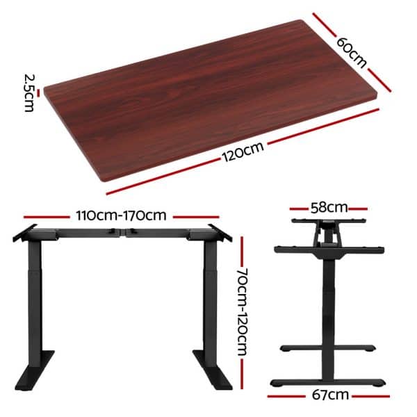Artiss Standing Desk Motorised Dual Motor Walnut 120CM - Image 2