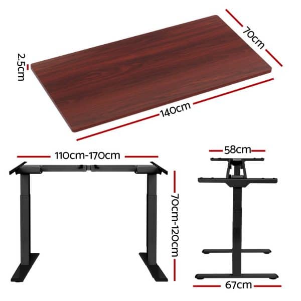 Artiss Standing Desk Motorised Dual Motor Walnut 140CM - Image 2