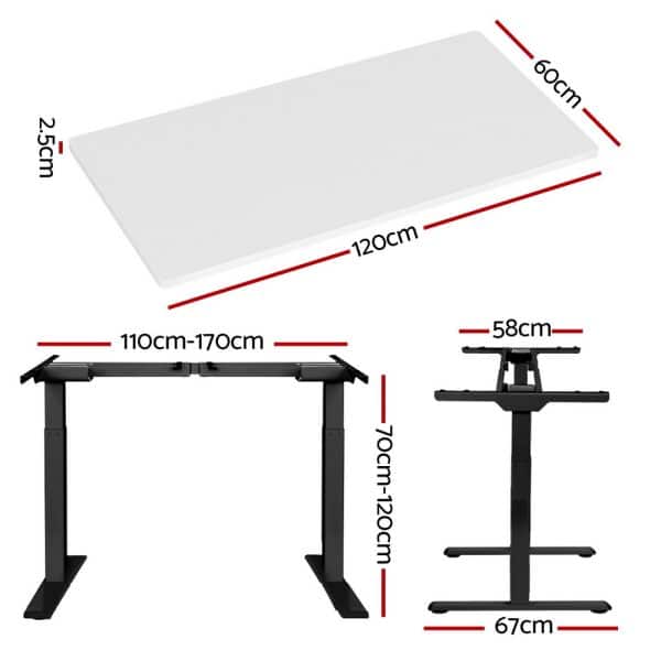 Artiss Standing Desk Motorised Dual Motor White 120CM - Image 2