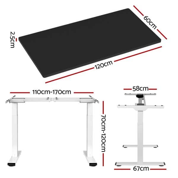 Artiss Standing Desk Motorised Dual Motor 120CM Black - Image 2