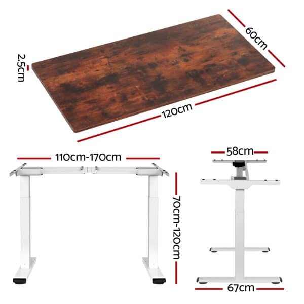 Artiss Standing Desk Motorised Dual Motor 120CM Rustic Brwon - Image 2