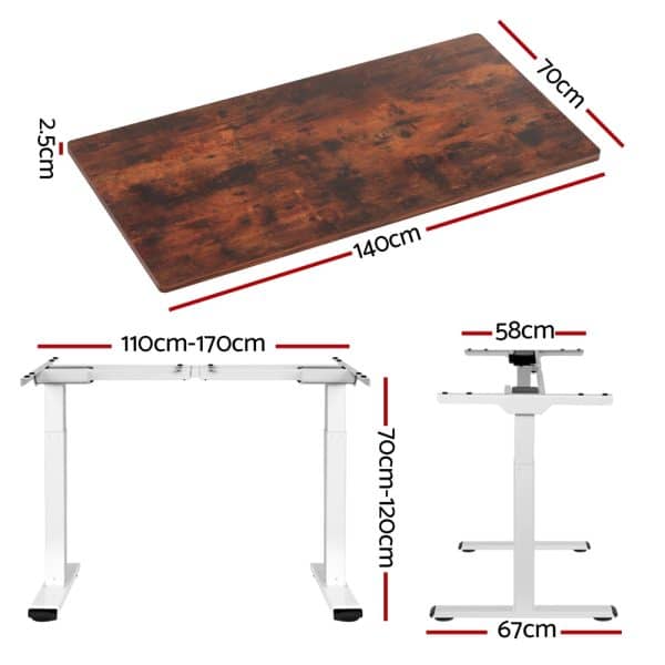 Artiss Standing Desk Motorised Dual Motor 140CM Rustic Brwon - Image 2