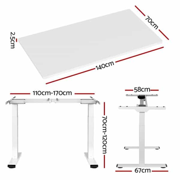 Artiss Standing Desk Motorised Dual Motor 140CM White - Image 2
