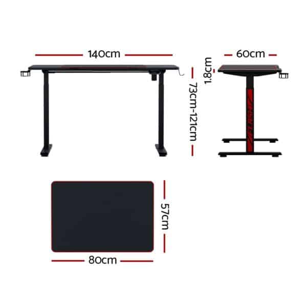 Artiss Gaming Desks Standing Desk Motorised 140CM Black - Image 2