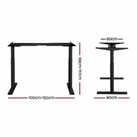 Artiss Standing Desk Frame Only Dual Motor Motorised Adjustable 125KG Load Black - Image 2