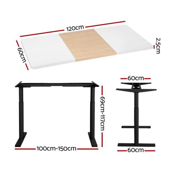 Artiss Standing Desk Motorised Electric Dual Motor 120CM - Image 2