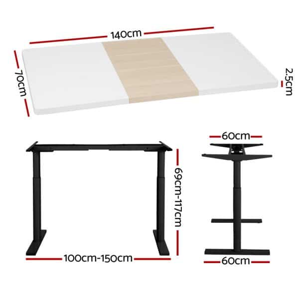 Artiss Standing Desk Motorised Electric Dual Motor 140CM - Image 2