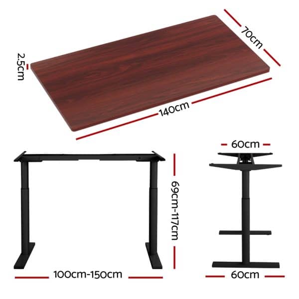 Artiss Standing Desk Motorised Electric Dual Motor Walnut 140CM - Image 2