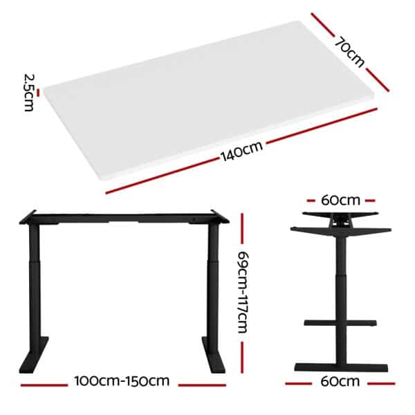 Artiss Standing Desk Motorised Electric Dual Motor White 140CM - Image 2