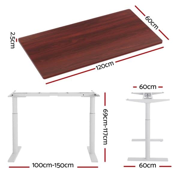 Artiss Standing Desk Motorised Electric Dual Motor 120CM Walnut - Image 2
