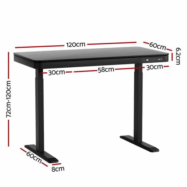 Artiss Standing Desk Motorised Electric Dual Motor Drawer 120CM Black - Image 2