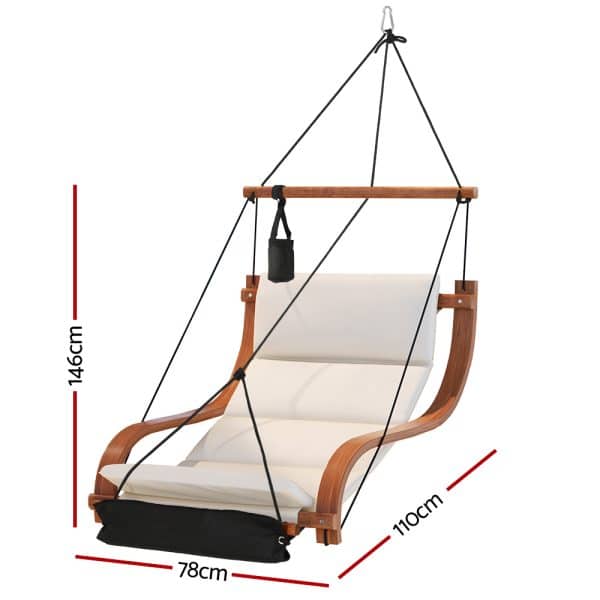 Gardeon Hammock Chair Wooden Hanging Indoor Outdoor Lounge Patio - Image 2