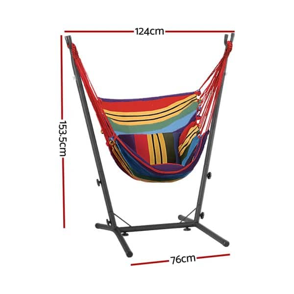 Gardeon Hammock Chair Outdoor Camping Hanging with Stand Rainbow - Image 2