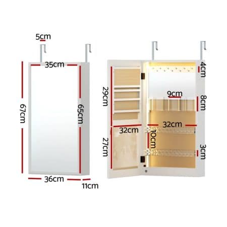 Artiss Jewellery Cabinet Mirror Door Wall Mount - Image 2