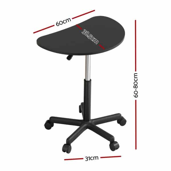Artiss Laptop Desk Portable Height Adjustable Table Caster Wheels 60CM Black - Image 2