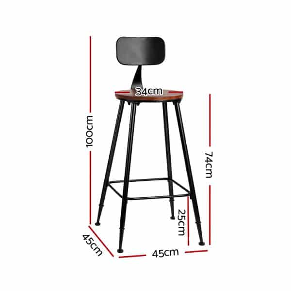 Artiss 4x Bar Stools Vintage Metal Chairs - Image 2