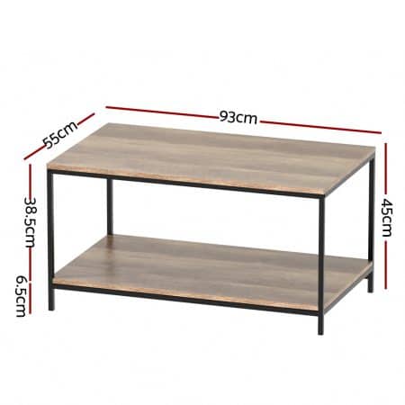 Artiss Coffee Table Rectangular 93CM Walnut Olin - Image 2