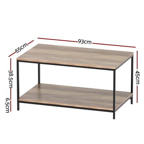 Artiss Coffee Table Rectangular 93CM Walnut Olin - Image 2