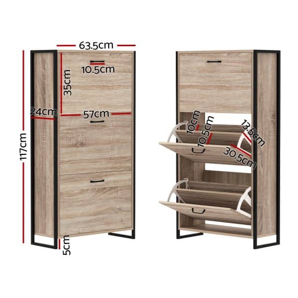 Artiss Shoe Rack Cabinet Adjustable Shelves 24 Pairs Tim - Image 2