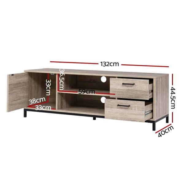 Artiss TV Cabinet Entertainment Unit 132cm Pine Tania - Image 2