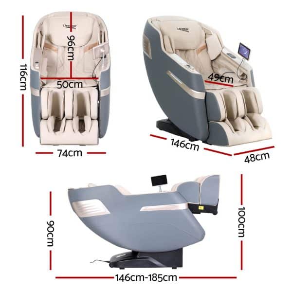 Livemor 4D Massage Chair Electric Recliner Home Massager Gray Sina - Image 2