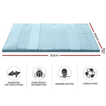 Giselle Bedding Memory Foam Mattress Topper 7-Zone 5cm Queen - Image 2