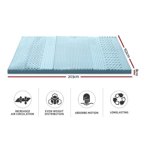 Giselle Bedding Memory Foam Mattress Topper 7-Zone 8cm Queen - Image 2