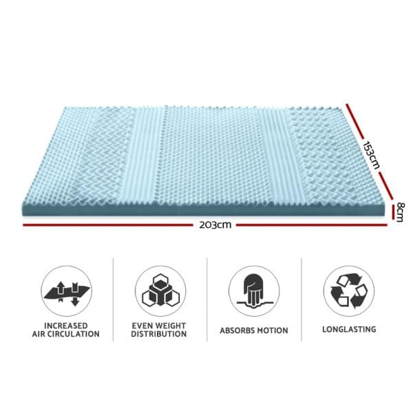 Giselle Bedding Memory Foam Mattress Topper 7-Zone 8cm Queen - Image 2