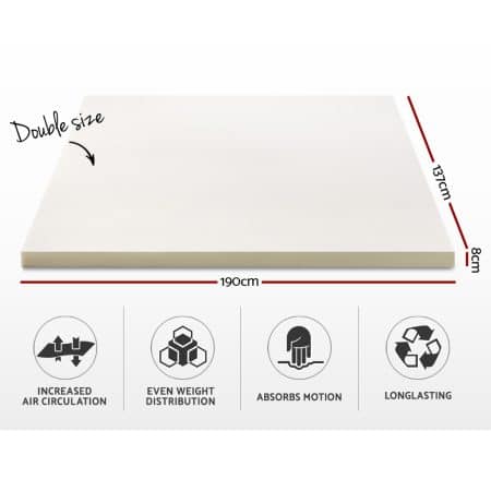 Giselle Bedding Memory Foam Mattress Topper 8cm Double - Image 2