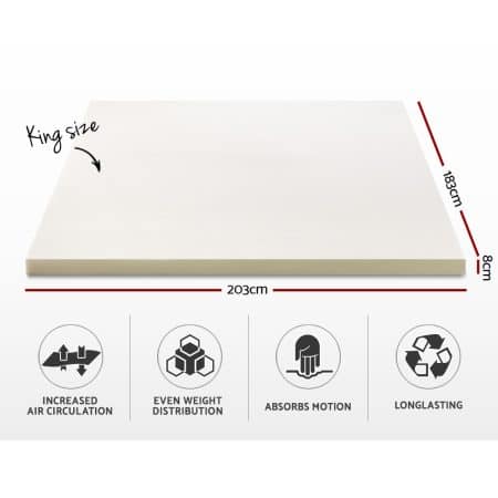 Giselle Bedding Memory Foam Mattress Topper 8cm King - Image 2