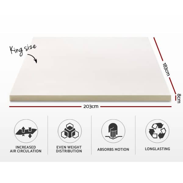 Giselle Bedding Memory Foam Mattress Topper 8cm King - Image 2