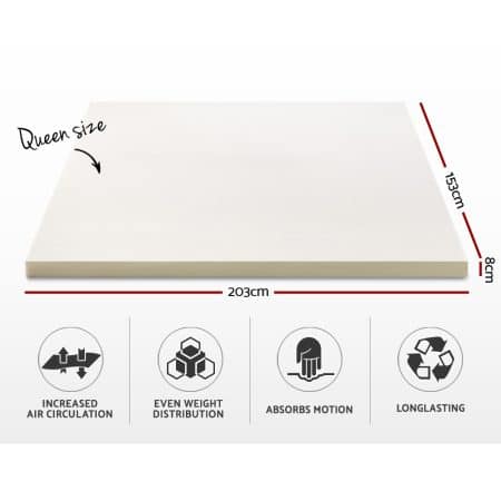Giselle Bedding Memory Foam Mattress Topper 8cm Queen - Image 2