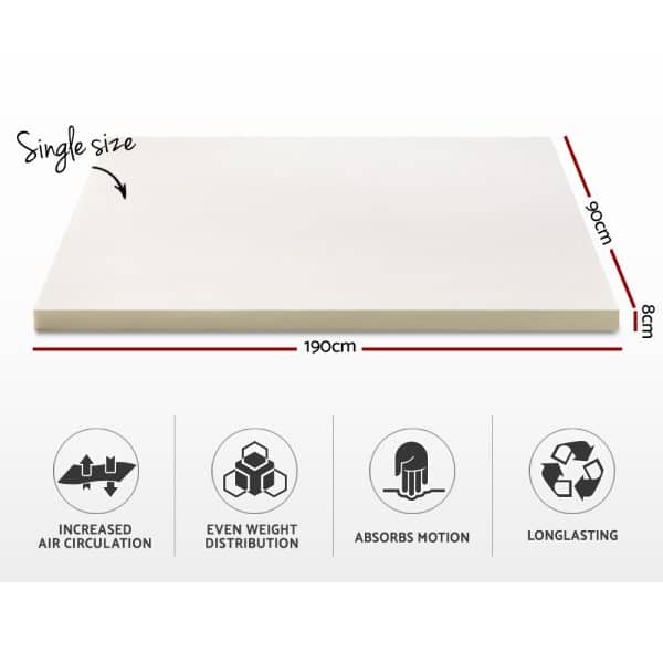 Giselle Bedding Memory Foam Mattress Topper 8cm Single - Image 2