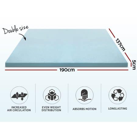 Giselle Bedding Memory Foam Mattress Topper Cool Gel 5cm Double - Image 2