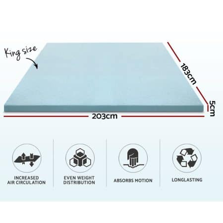 Giselle Bedding Memory Foam Mattress Topper Cool Gel 5cm King - Image 2