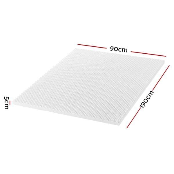 Giselle Bedding Memory Foam Mattress Topper Egg Crate 5cm Single - Image 2