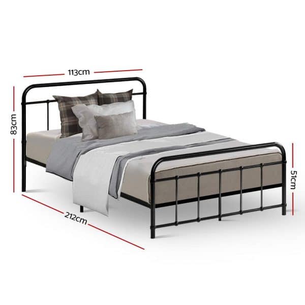 Artiss Bed Frame Metal Frames LEO - King Single(Black) - Image 2