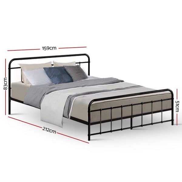 Artiss Bed Frame Metal Frames LEO - Queen (Black) - Image 2